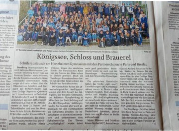 Powiększ obraz: Artykuł w lokalnej gazecie niemieckiej o wymianie polsko-niemieckiej uczniów SP10
